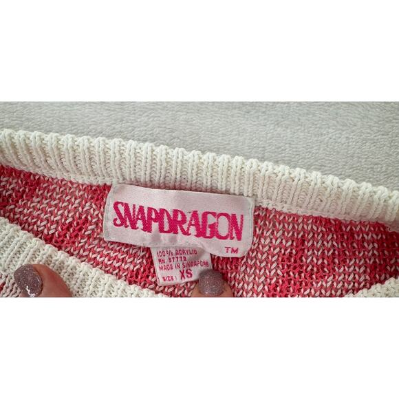 Snapdragon for Revolve Ivory Pink Faces Sweater Pullover Knit XS S White Smiley - Picture 4 of 7
